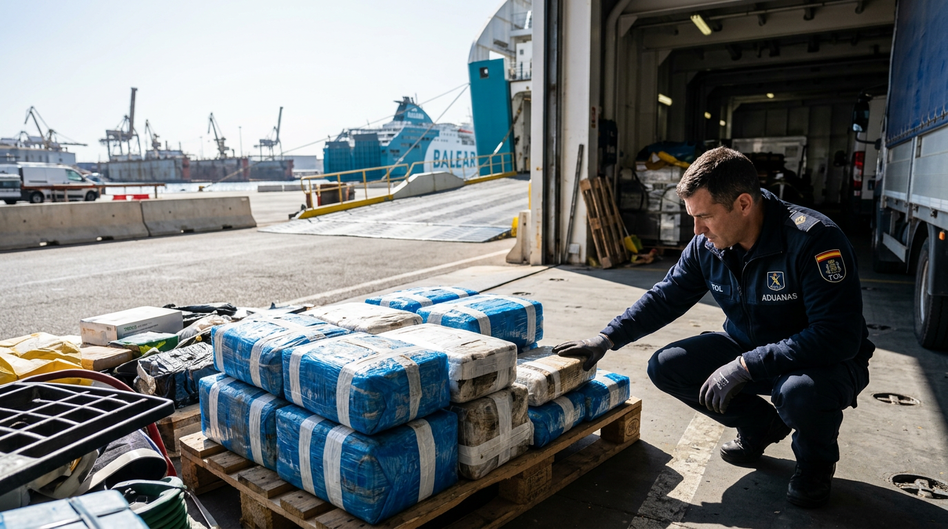 1,4 ton kokain beslagtaget på färja från Balearerna