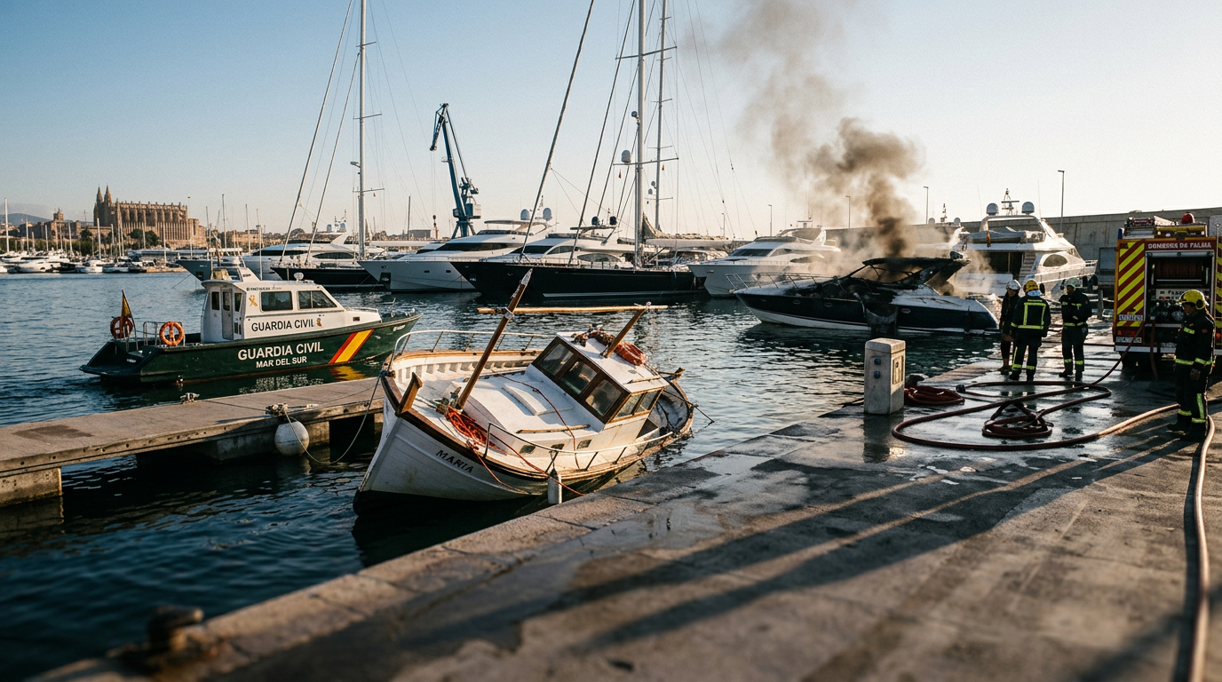 Båtolyckor på Mallorca: Man omkom, brand i Palma hamn