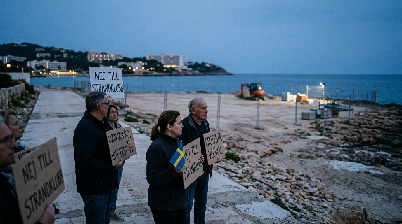 Invånare protesterar mot strandklubb i semesterort