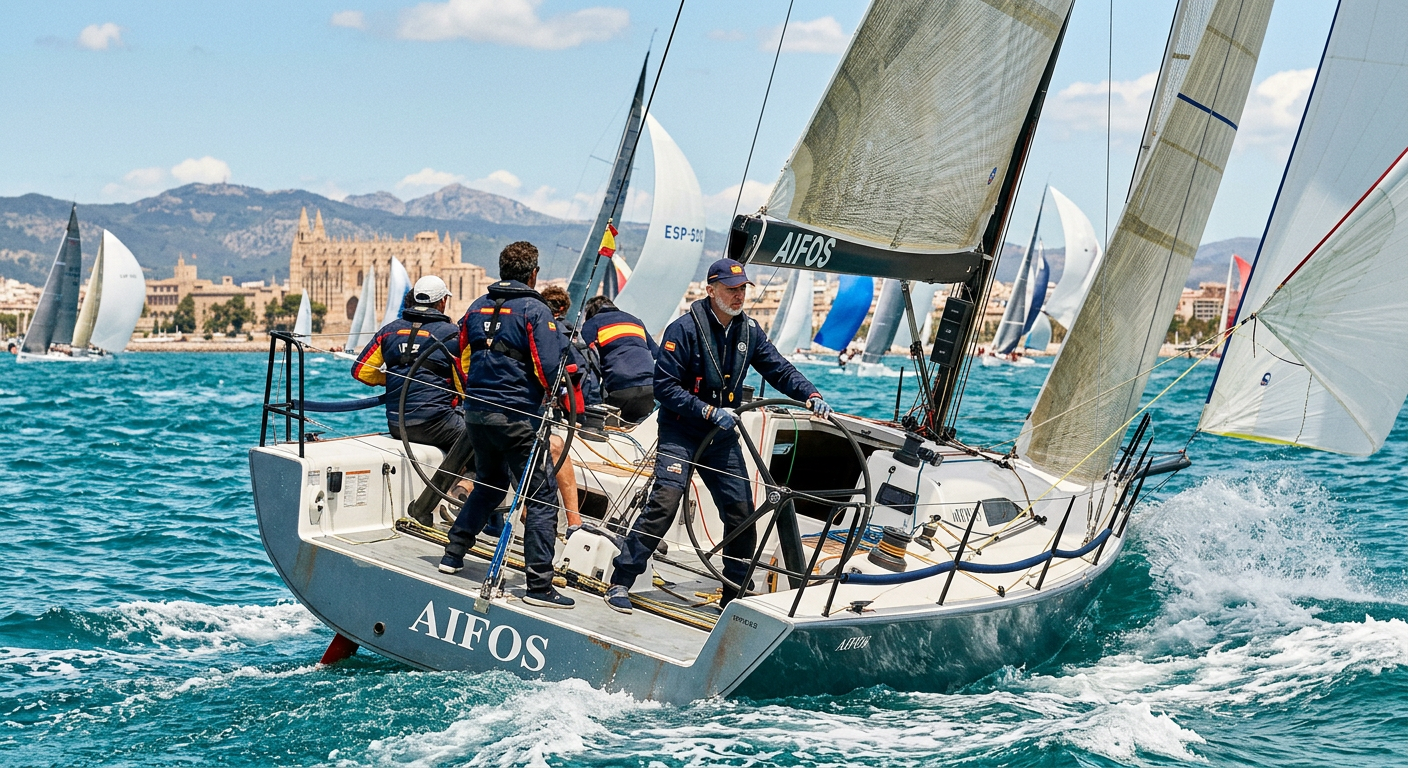 Kung Felipe seglar i Copa del Rey utanför Palma