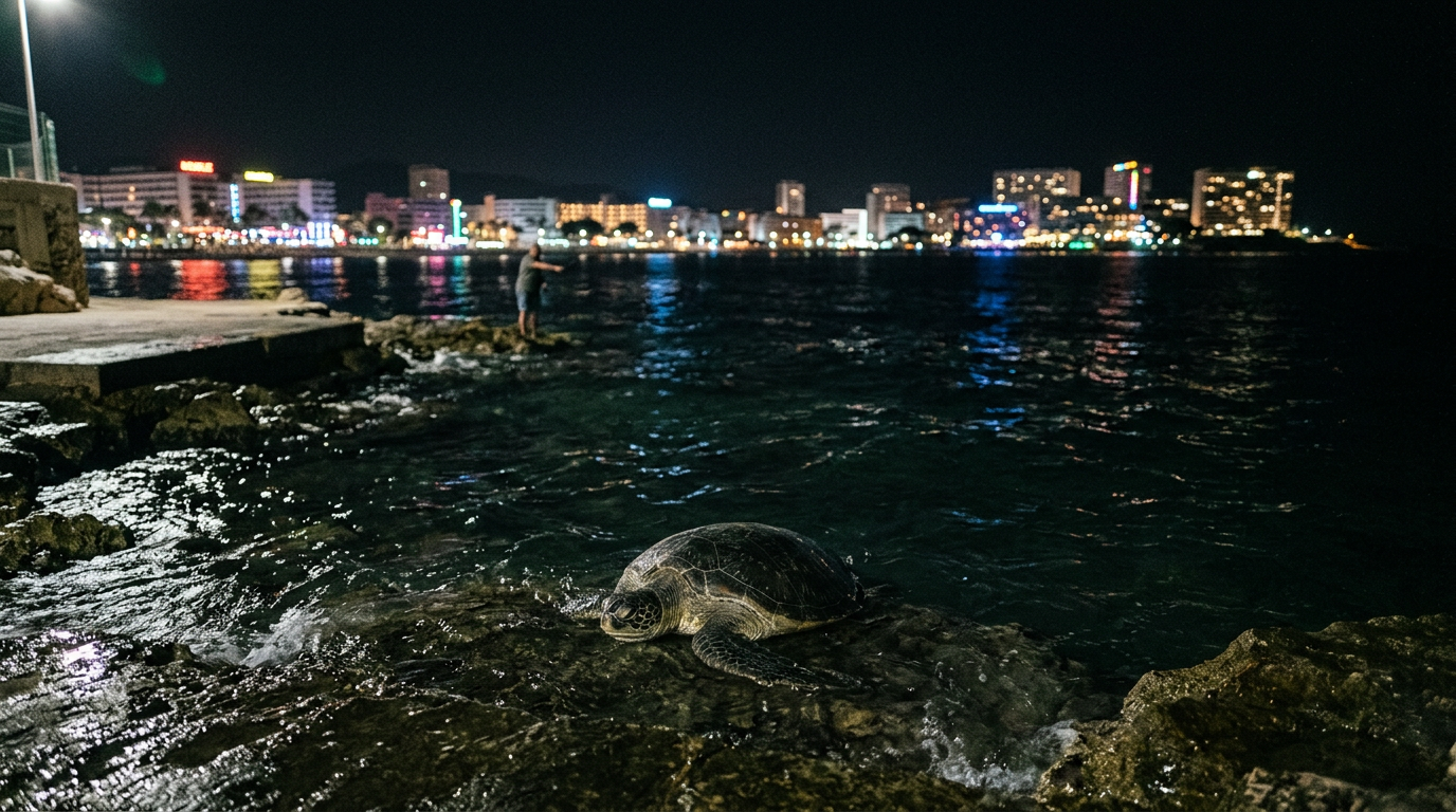 Magaluf: Sällsynt grön havssköldpadda siktad utanför kusten