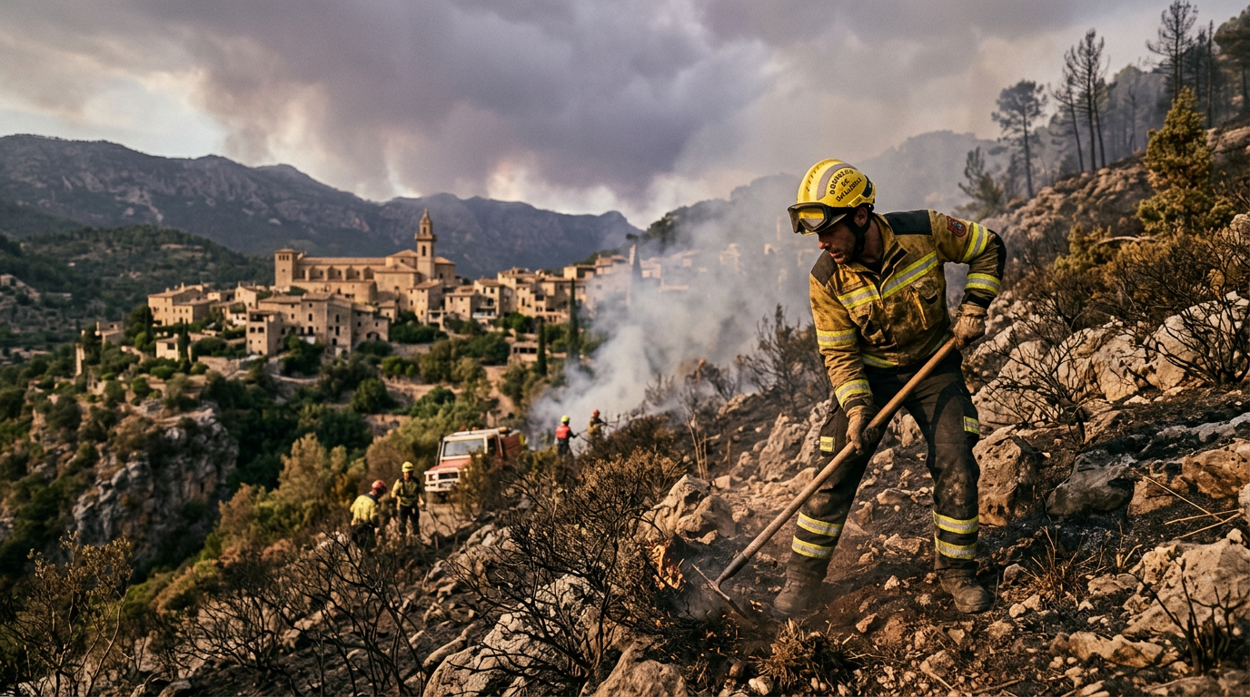 Mallorca: Blixtnedslag startade skogsbrand vid Valldemossa