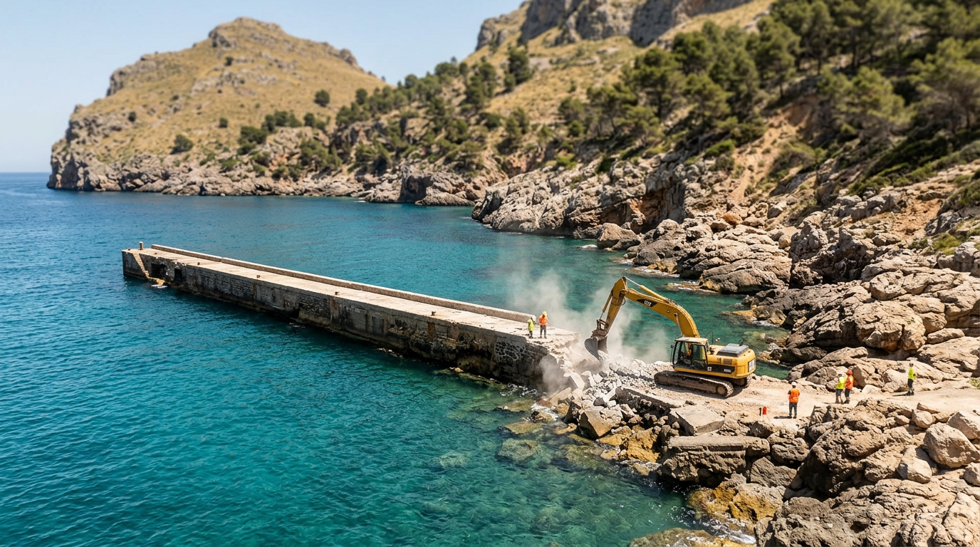 Mallorca river privat brygga efter nästan 70 år vid kusten
