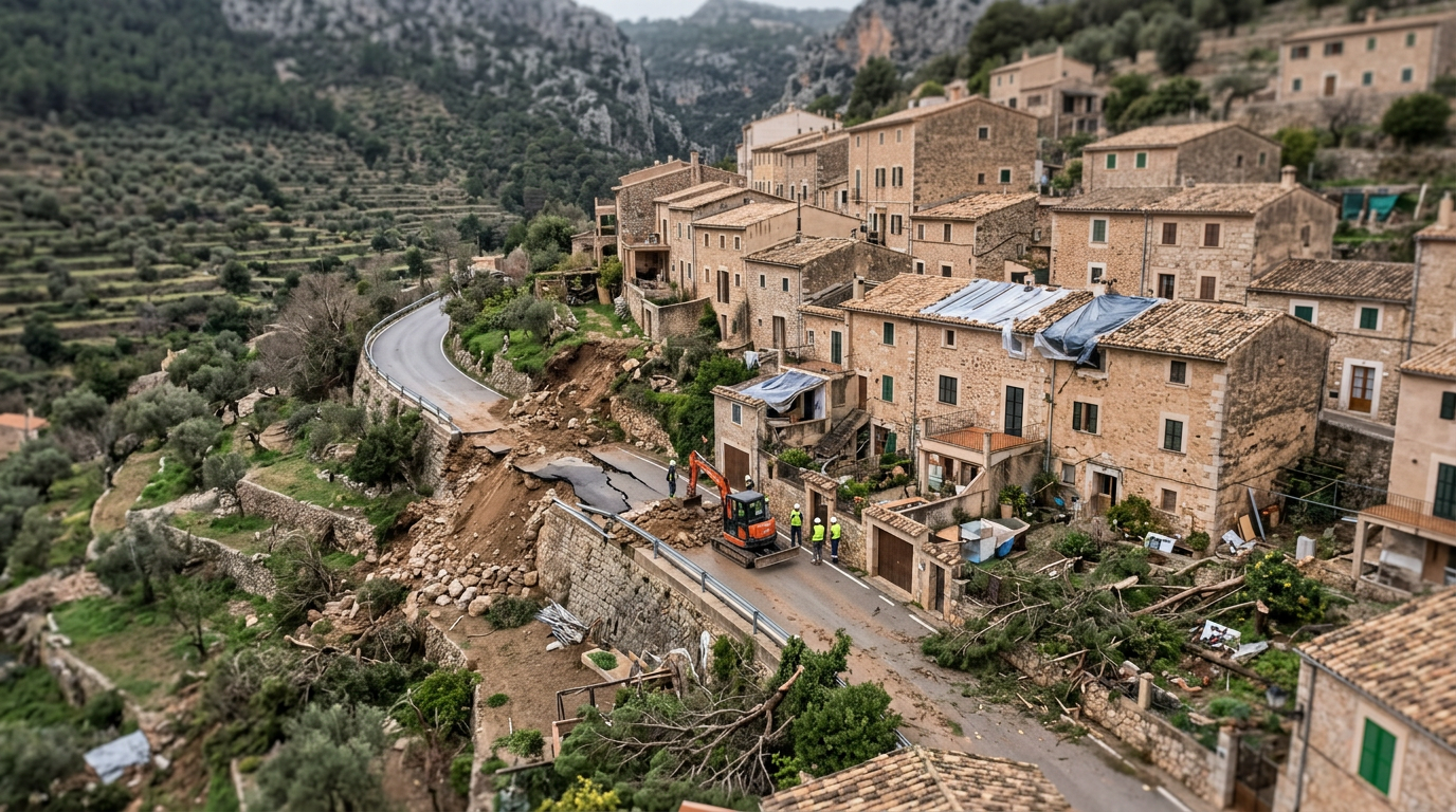 Mallorcabyn Estellencs vill bli katastrofområde efter storm