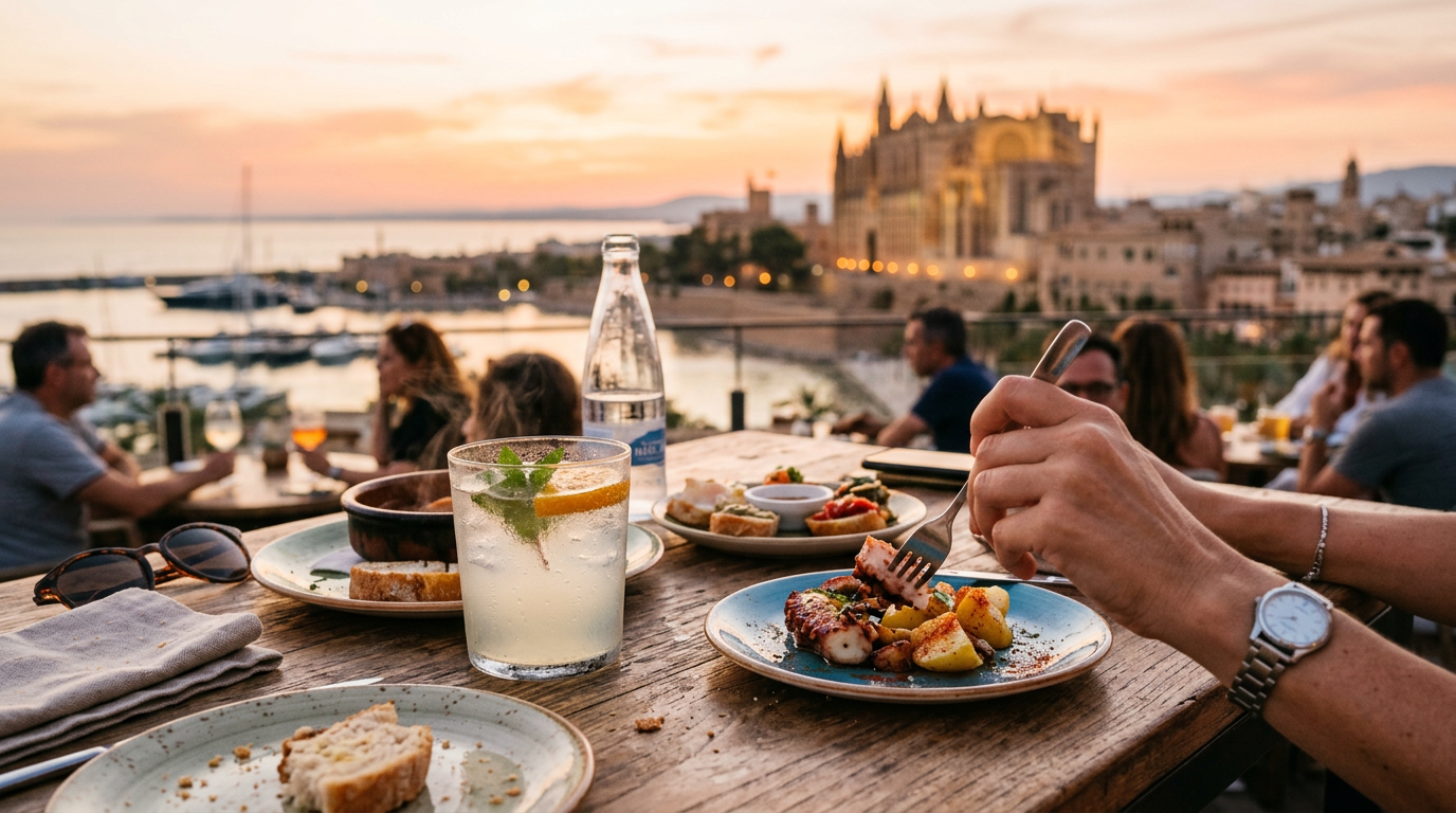 Palma kvällar: Takbarer med utsikt över staden nu