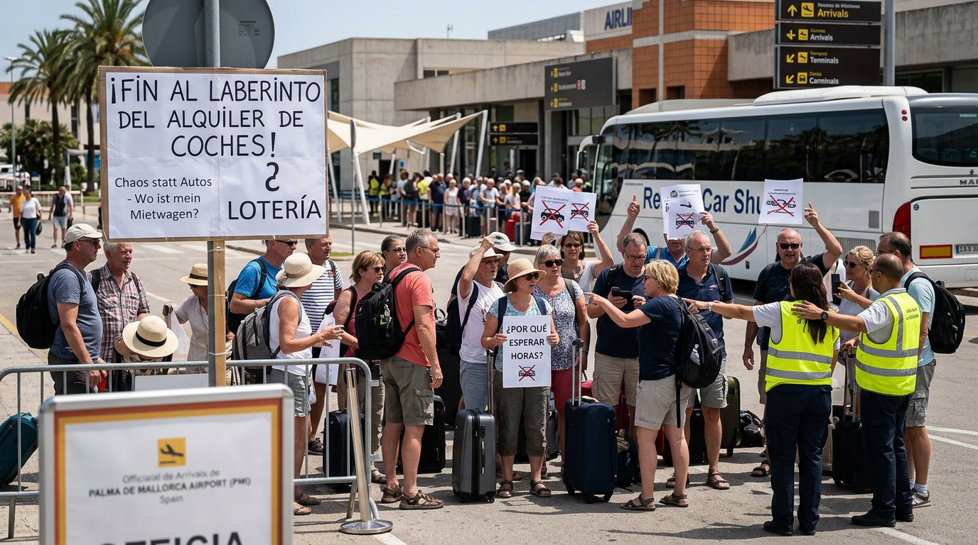Nytt system för hyrbilar skapar kaos på Palmas flygplats – protester mot ”Bil-lotteriet”