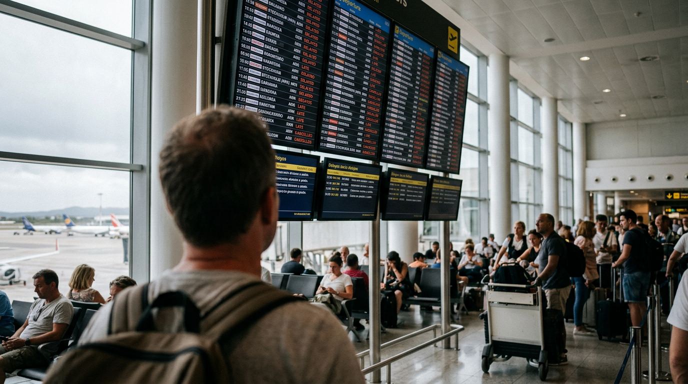 Över 40 procent av Spaniens flyg försenades