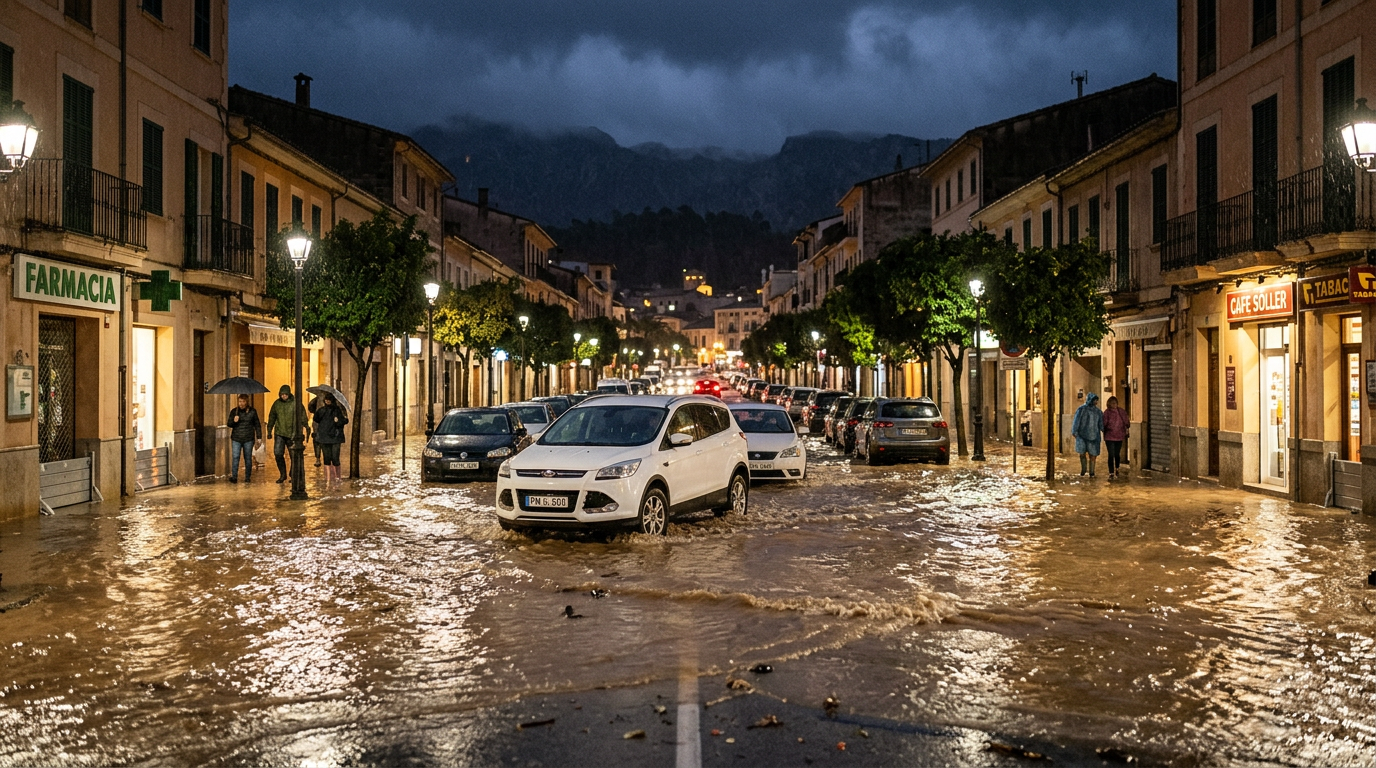 Översvämningar lamslår Mallorca: Starka skyfall skapar kaos