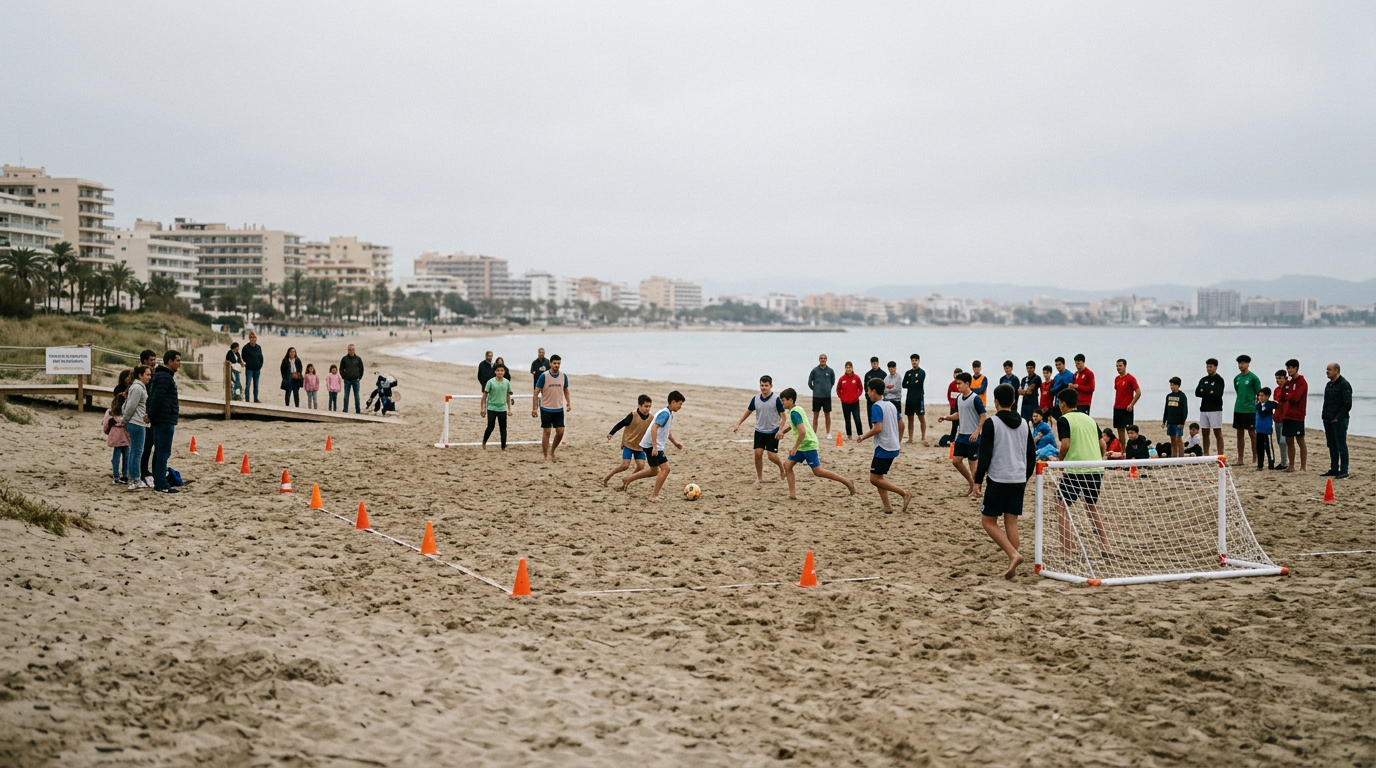 Palma får nya strandsporter, firat med fotbollsfest