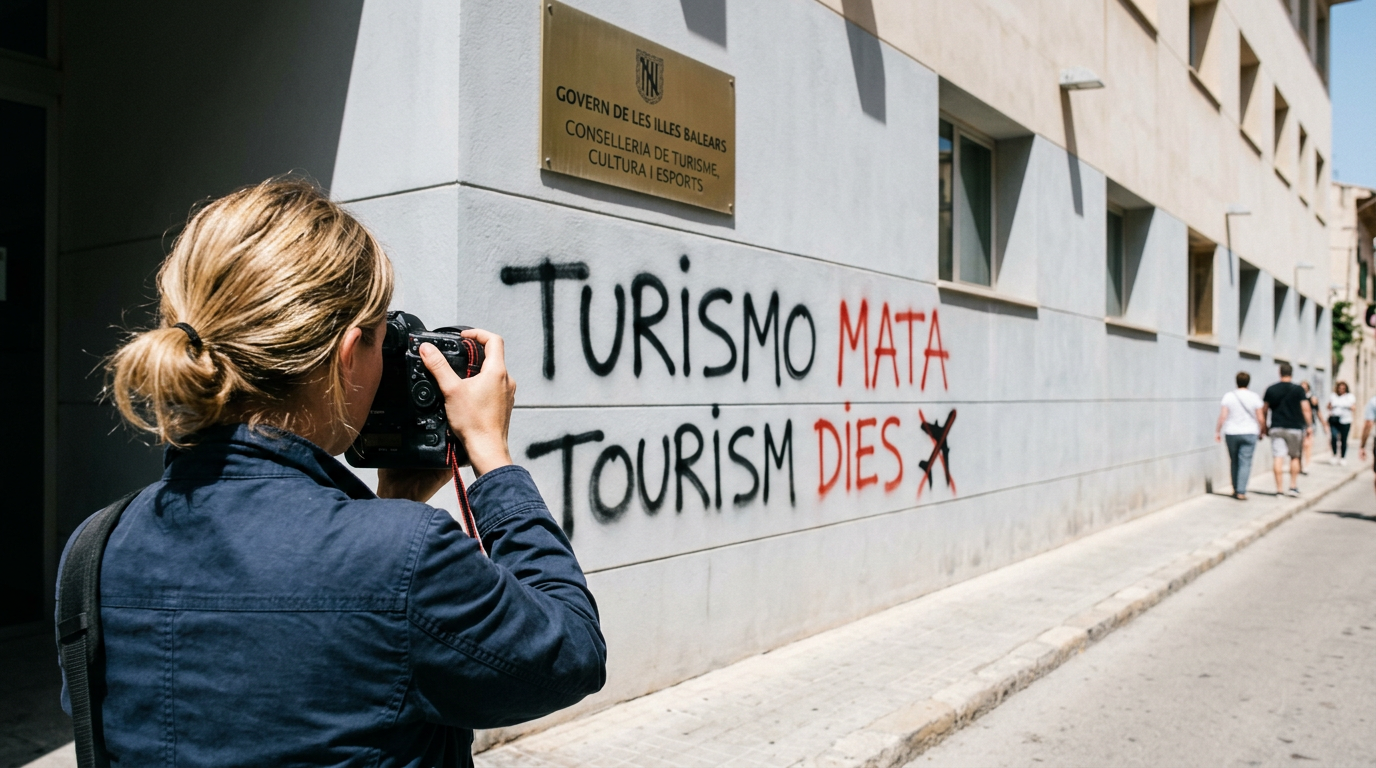 Palma: ”Turism dödar” sprayat på turismdepartementet