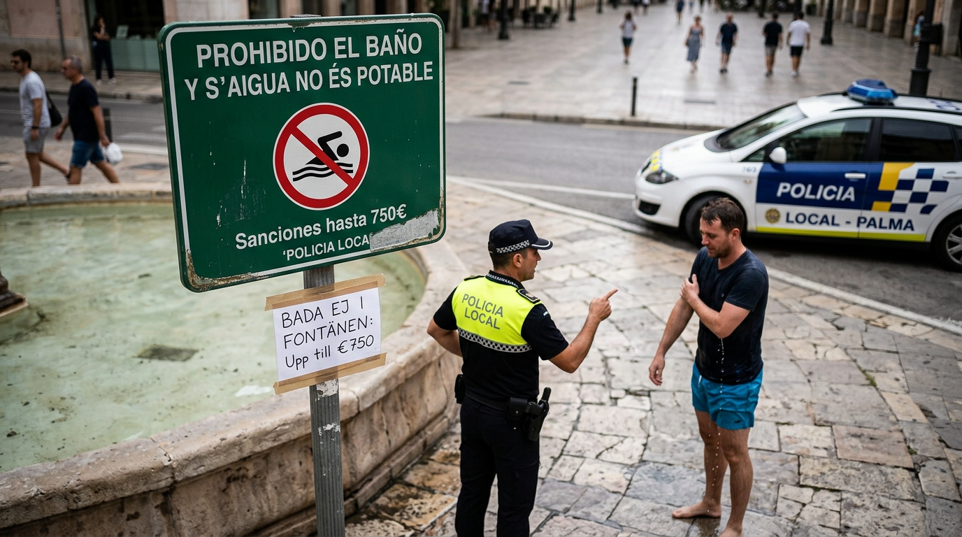 Polis kan utfärda böter för bad i Palmas offentliga fontäner