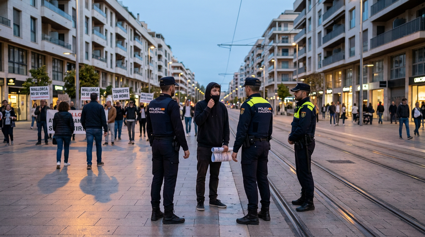 Polis tvingade maskerad demonstrant att visa ansiktet
