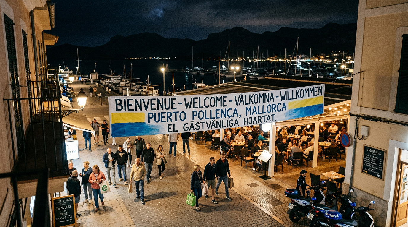 Puerto Pollença: Välkomnande budskap till turister