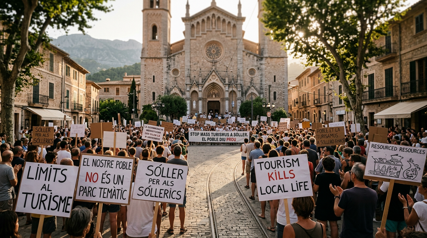 Sóllerbor protesterar mot massturismen den 8 augusti