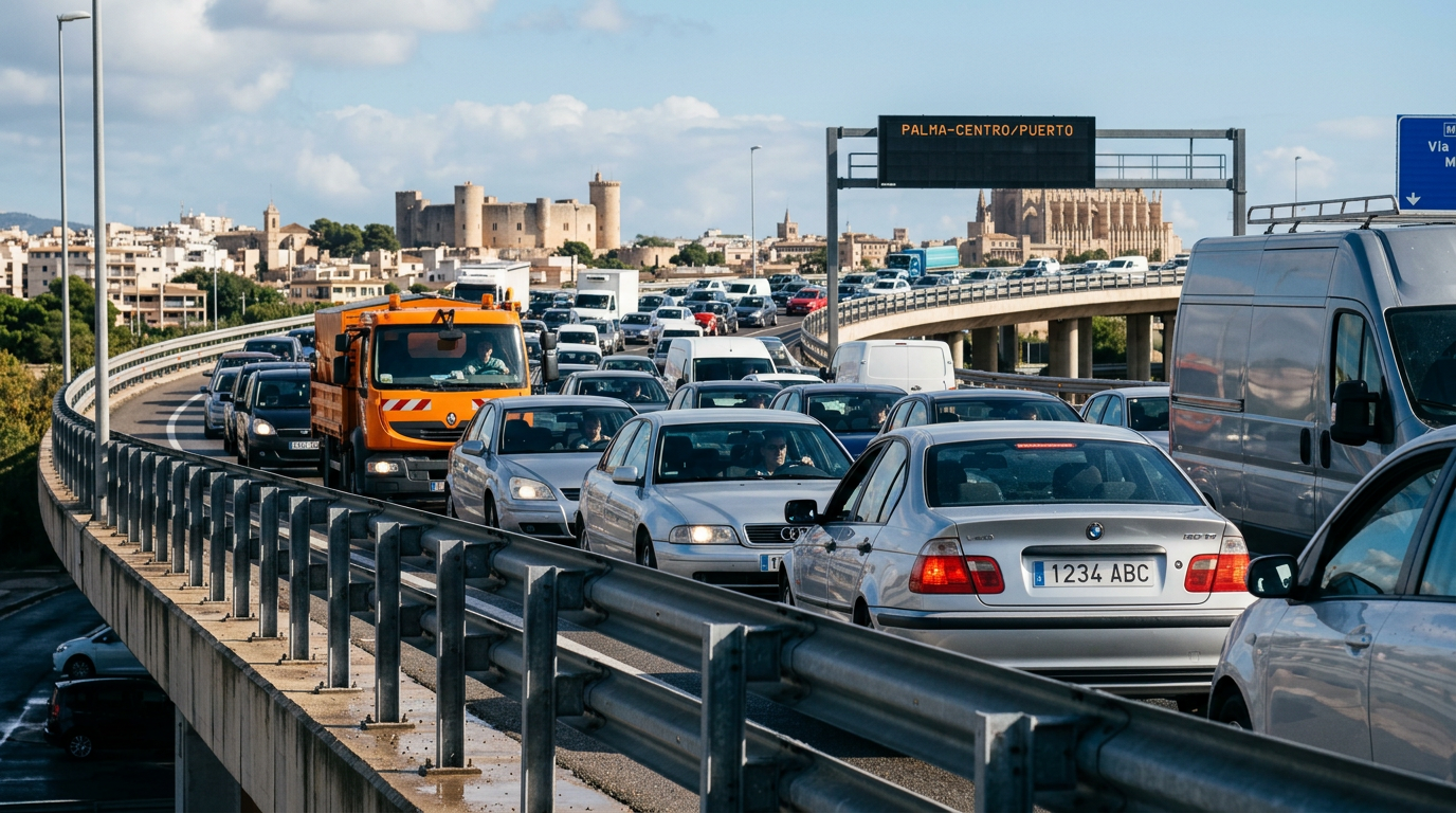Trafikkaos i Palma efter kraftigt oväder under natten