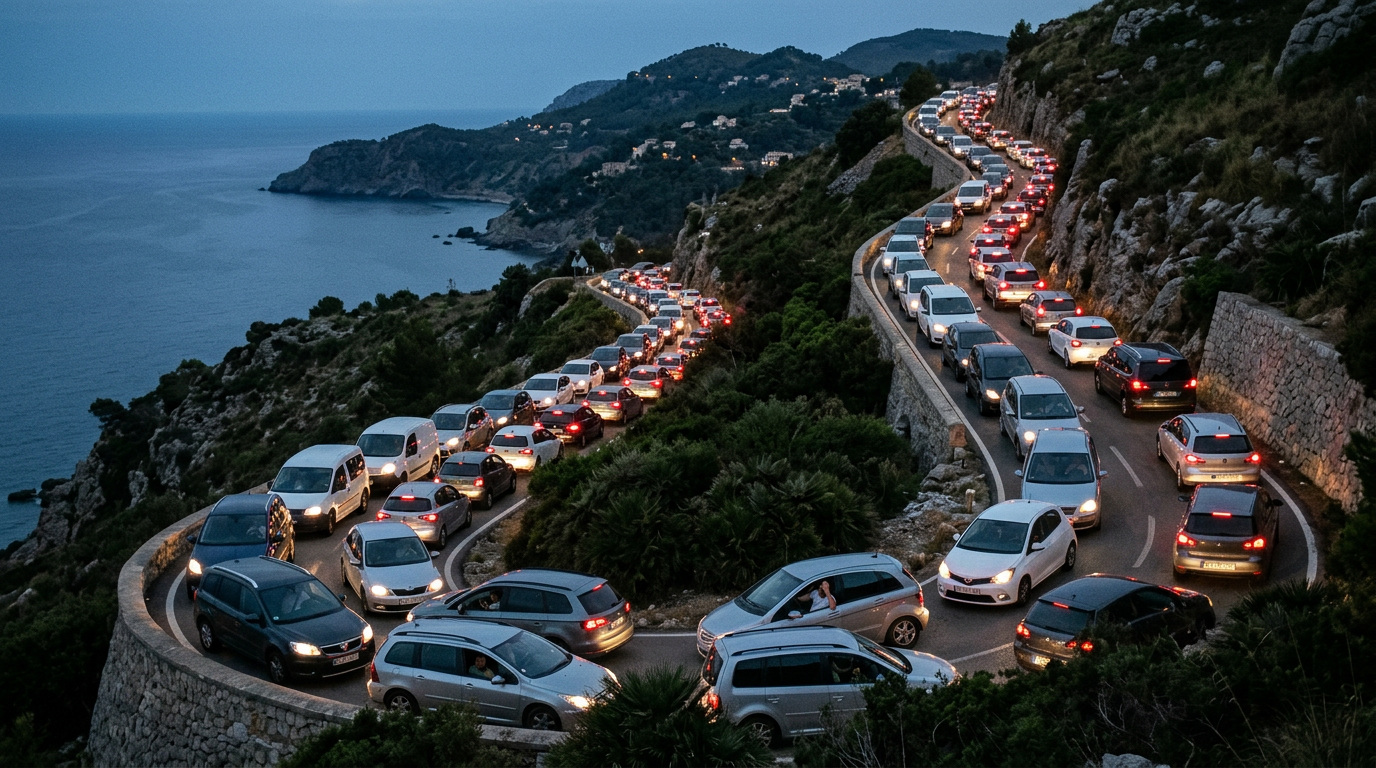 Trafikkaos på Mallorca: Bilkörning skapar frustration
