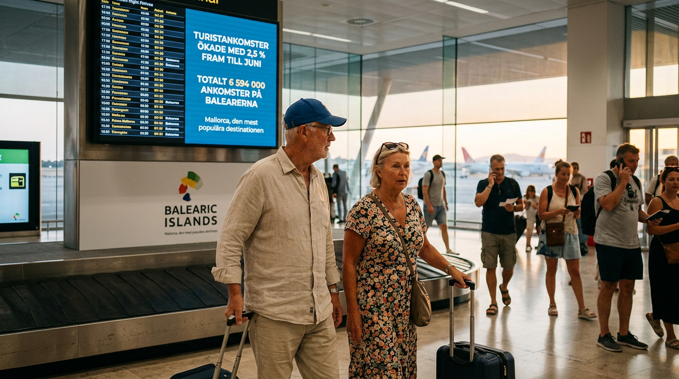 Turistankomster ökade med 2,5 procent fram till juni
