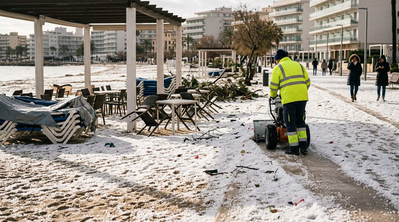 Väderchock på Mallorca: Hagelstorm slår mot turistorter
